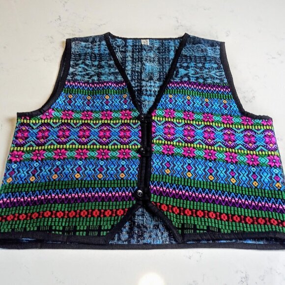Handmade Guatemala Multicolor Cotton Metallic Vest - Picture 3 of 7